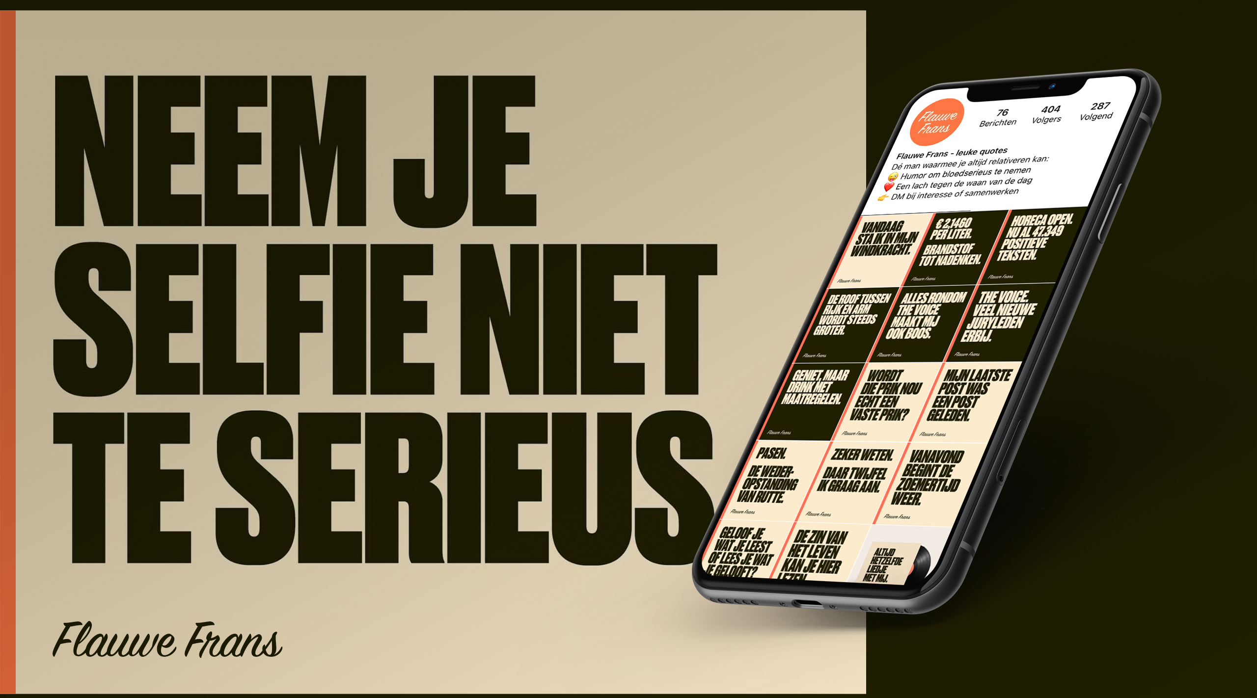 Branding creatieve campagne grafisch design social - Flauwe Frans door merkversterkend reclamebureau Activates uit Sassenheim Teylingen Bollenstreek