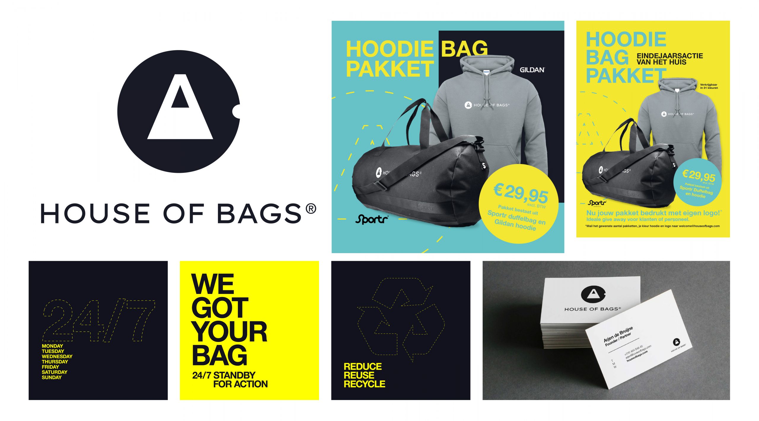 Merkactivatie, branding en grafisch ontwerp posters print voor House of Bags creatieve campagne grafisch design social door merkversterkend reclamebureau Activates uit Sassenheim Teylingen Bollenstreek