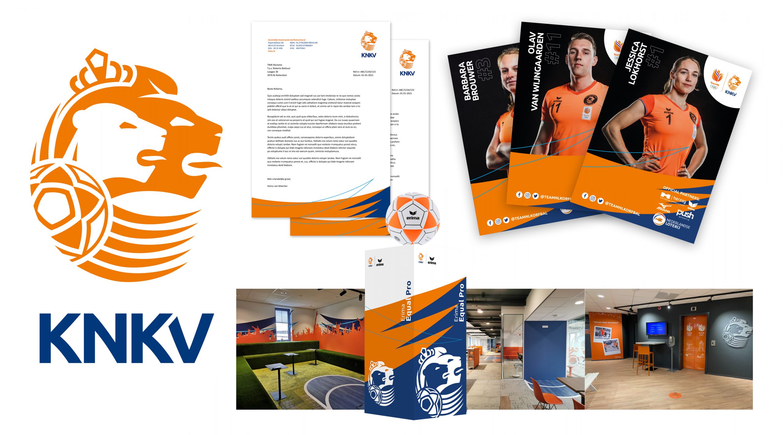 Stijl branding en grafisch ontwerp posters website voor KNKV Koninklijke Nederlandse Korfbal Verbond creatieve campagne grafisch design social door merkversterkend reclamebureau Activates uit Sassenheim Teylingen Bollenstreek