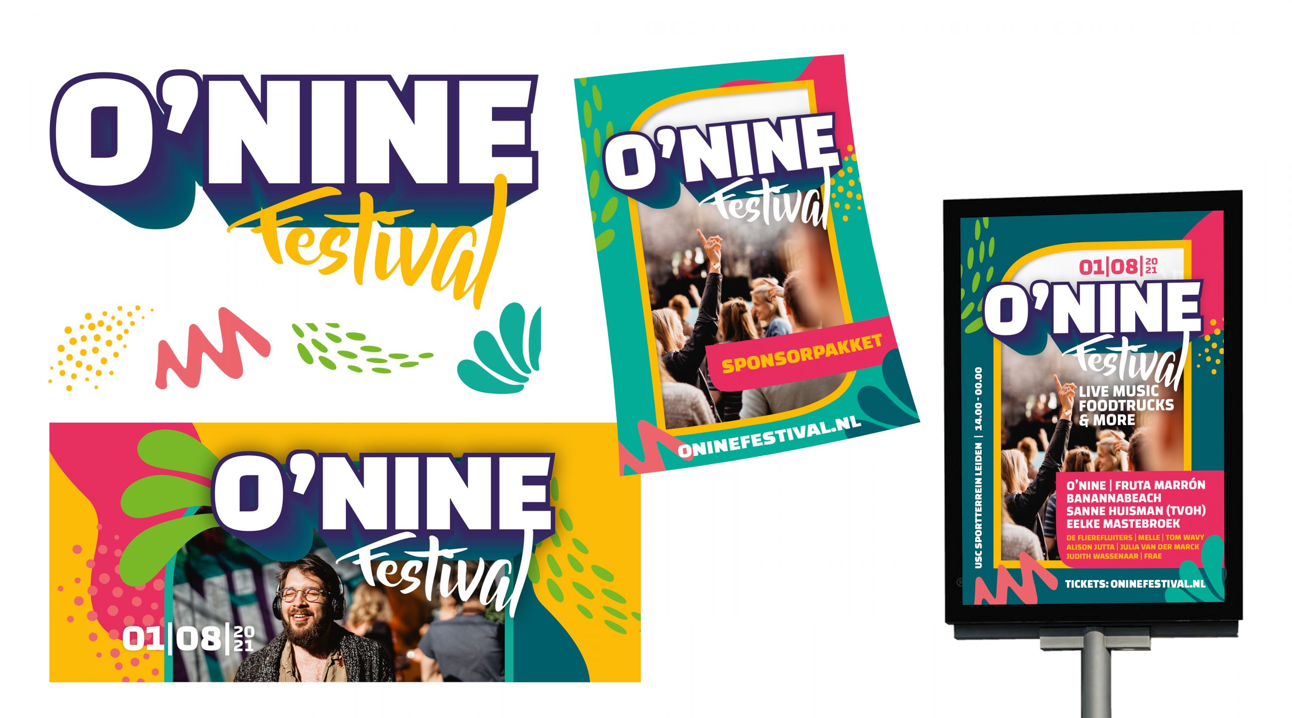 Stijl branding en grafisch ontwerp posters print voor Onine Festival creatieve campagne grafisch design social door merkversterkend reclamebureau Activates uit Sassenheim Teylingen Bollenstreek