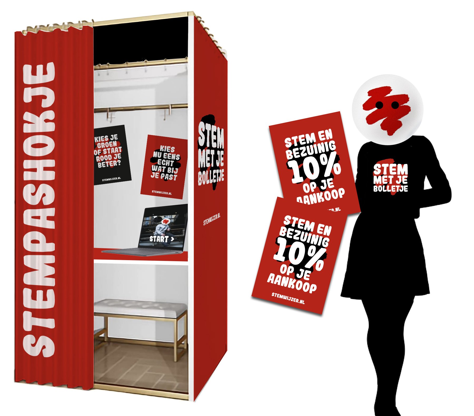 Concept branding logo huisstijl creatieve campagne grafisch design website - Stemmetjebolletje Stemwijzer door merkversterkend reclamebureau Activates uit Sassenheim Teylingen Bollenstreek