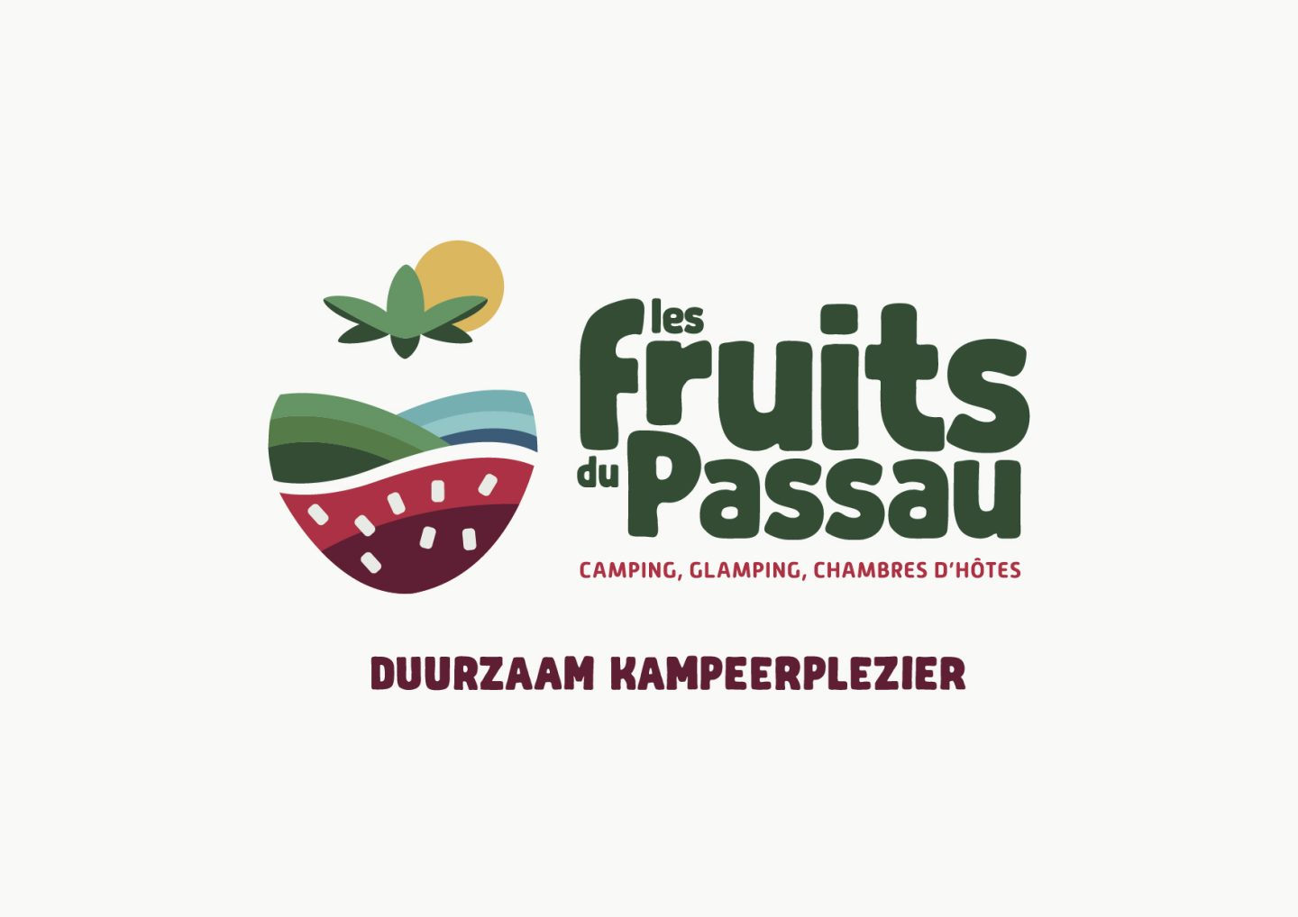 Branding logo huisstijl creatieve campagne beurs website social - design Les Fruits du Passau camping door merkversterkend reclamebureau Activates uit Sassenheim Teylingen Bollenstreek