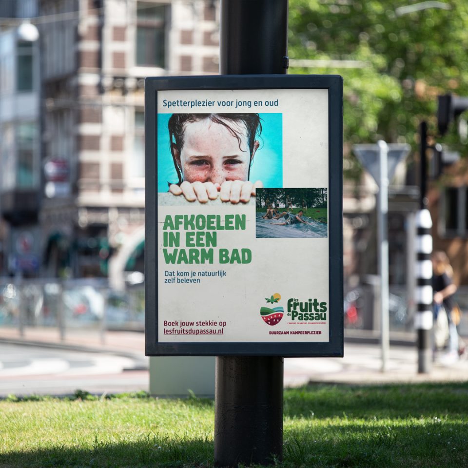 Branding logo huisstijl creatieve campagne beurs website social - design Les Fruits du Passau camping door merkversterkend reclamebureau Activates uit Sassenheim Teylingen Bollenstreek