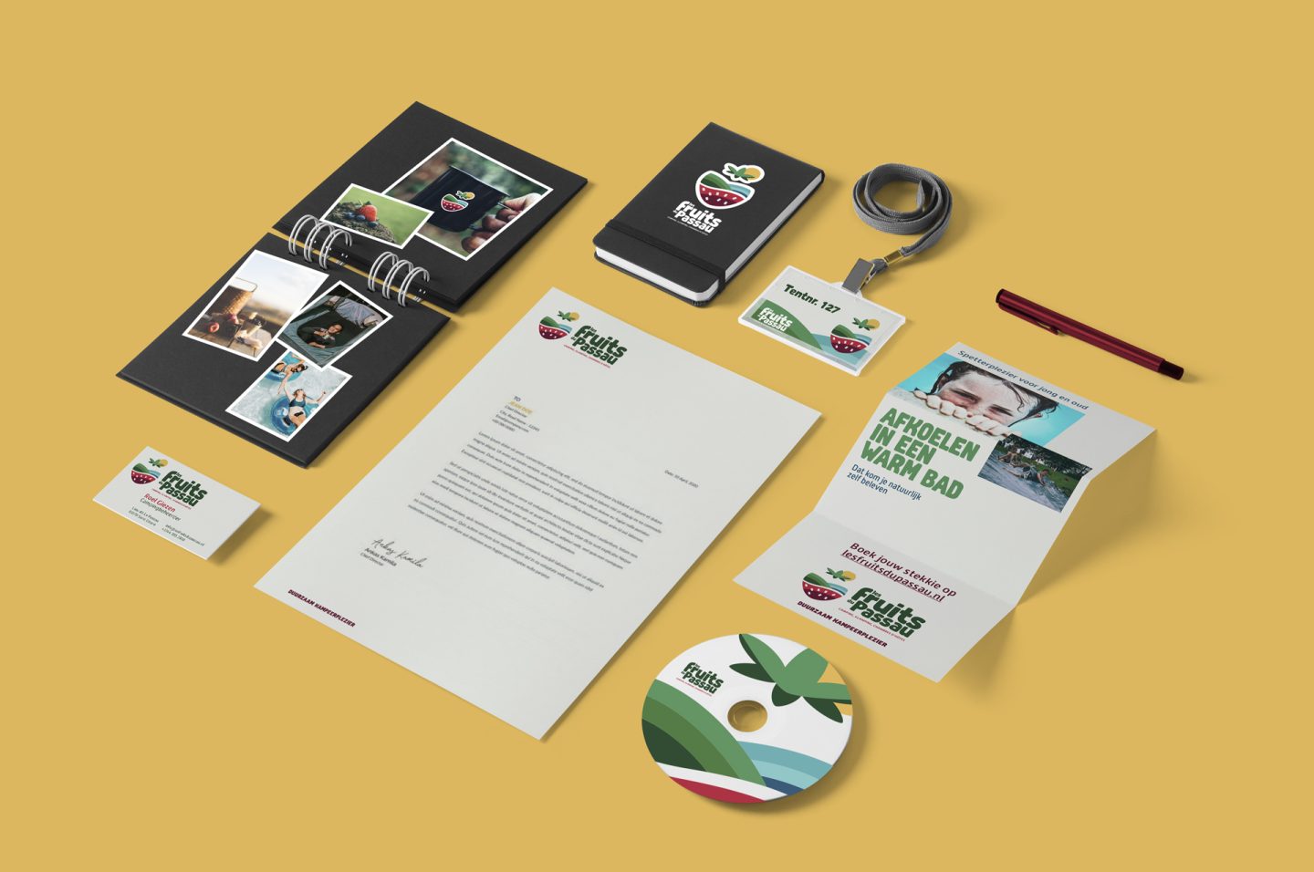 Branding logo huisstijl creatieve campagne beurs website social - design Les Fruits du Passau camping door merkversterkend reclamebureau Activates uit Sassenheim Teylingen Bollenstreek