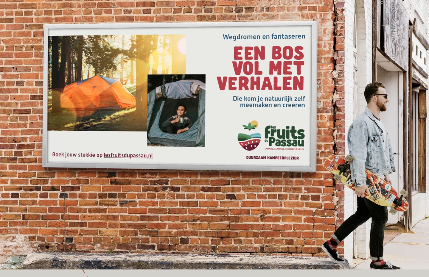 Branding logo huisstijl creatieve campagne beurs website social - design Les Fruits du Passau camping door merkversterkend reclamebureau Activates uit Sassenheim Teylingen Bollenstreek