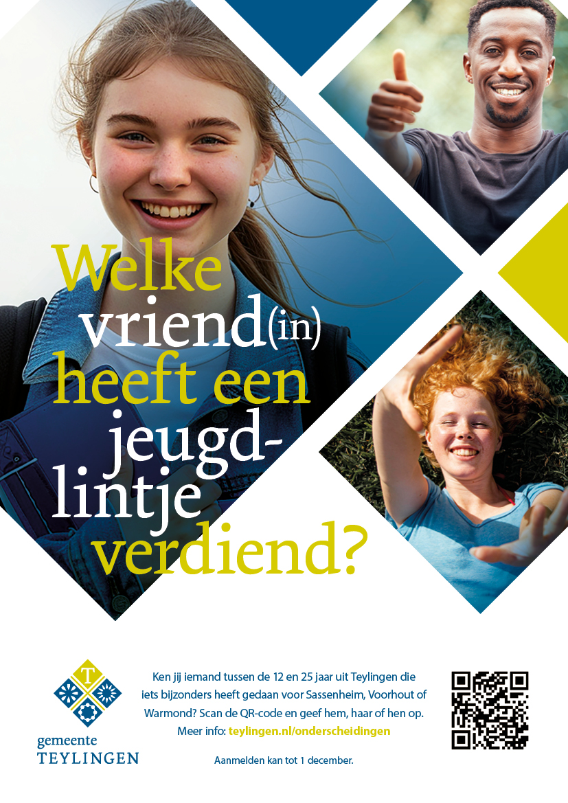 Branding logo huisstijl advertentie Jeugdlintje Teylingen Sassenheim, Voorhout, Warmond Bollenstreek Lintjecampagne - door merkversterkend reclamebureau Activates uit Sassenheim Teylingen Bollenstreek