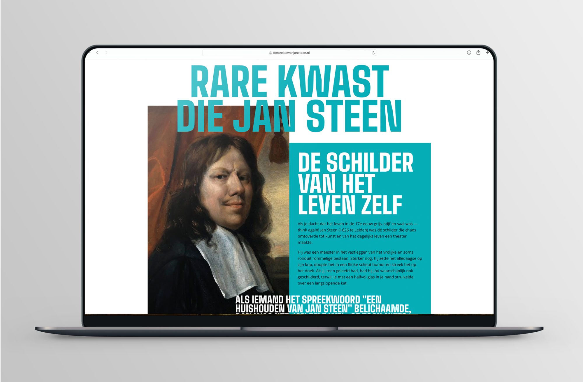 Online website Jan Steen concept De Streken van Jan Steen uit Warmond - online campagne en website design - door merkversterkend reclamebureau Activates uit Sassenheim Teylingen Bollenstreek