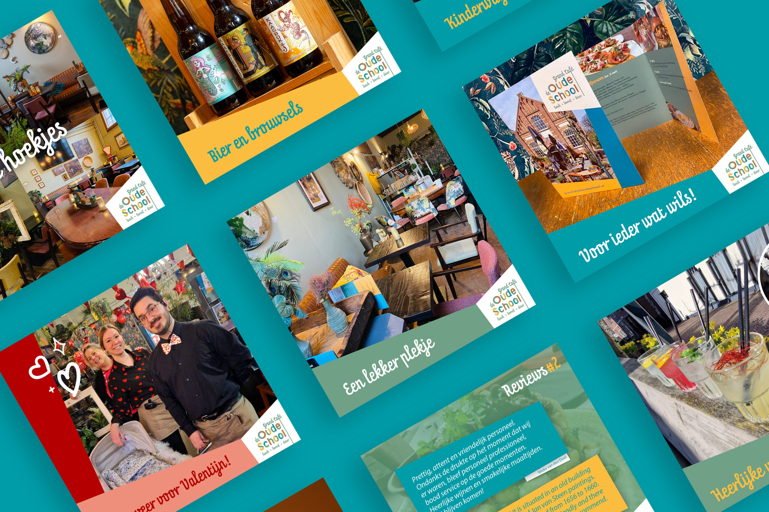 Social templates en invulling voor grandcafé De Oude School uit Warmond - door merkversterkend reclamebureau Activates uit Sassenheim Teylingen Bollenstreek
