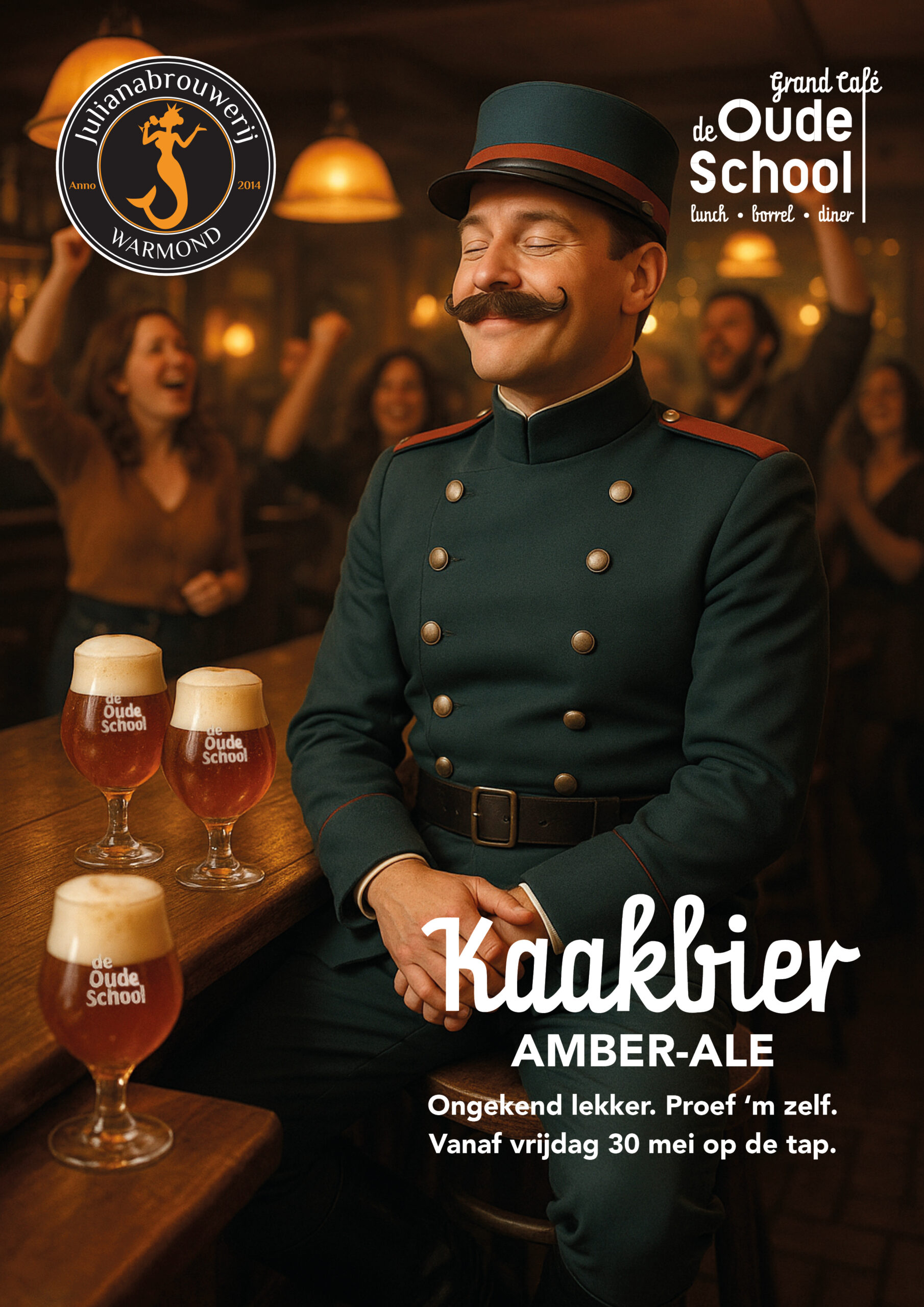 Posterdesign voor grandcafé De Oude School uit Warmond voor hun KaakBier - door merkversterkend reclamebureau Activates uit Sassenheim Teylingen Bollenstreek