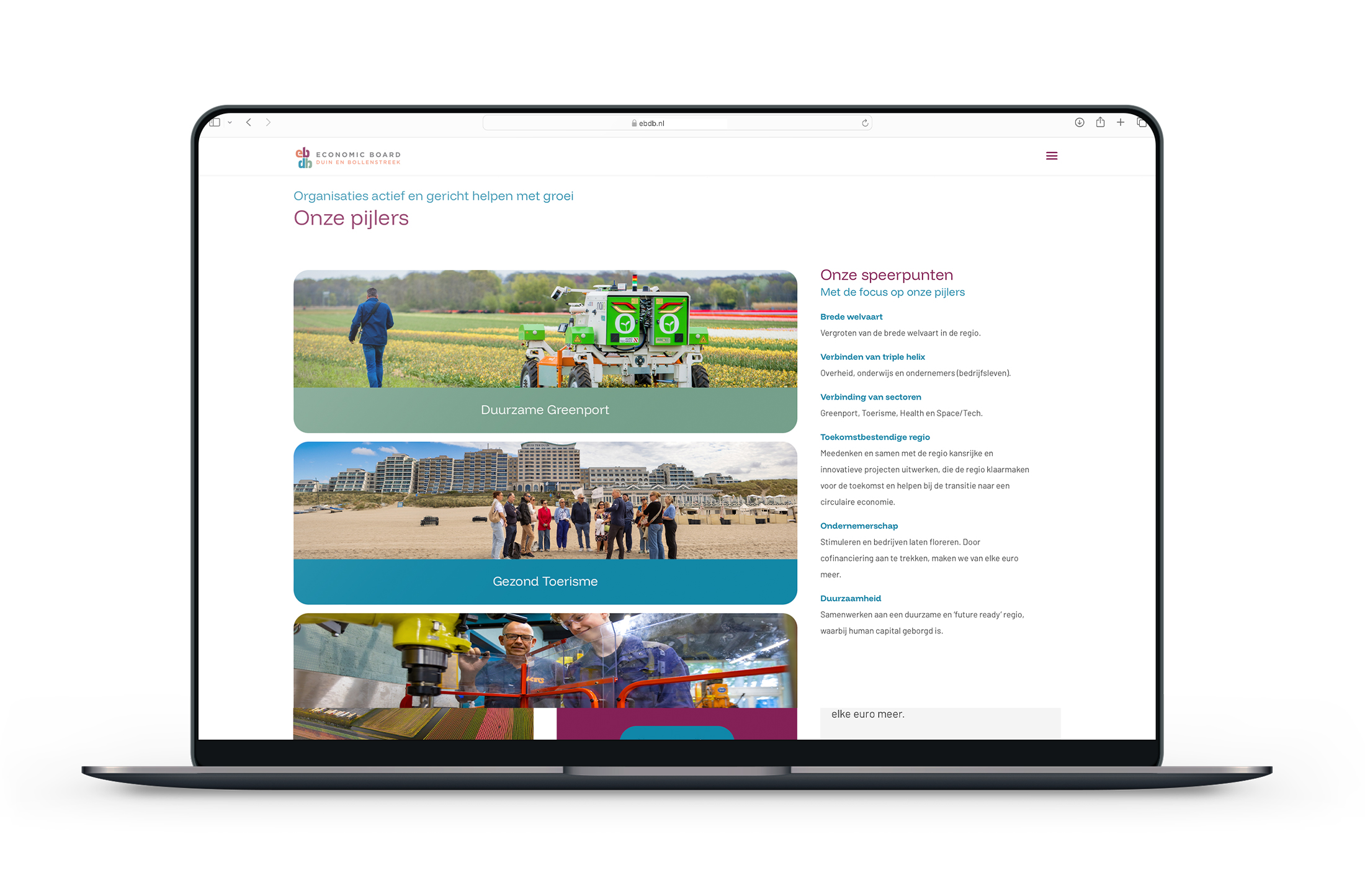 Online website EBDB concept - online rebranding en website design - door merkversterkend reclamebureau Activates uit Sassenheim Teylingen Bollenstreek samen met Mikka websites uit Heemstede